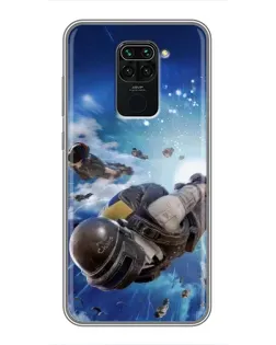 Чехол для Xiaomi Redmi Note 9 с картинкой «Десант PUBG — прыжок»