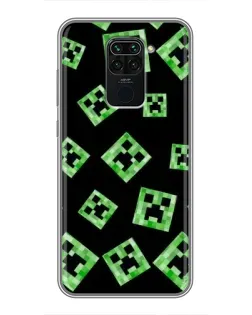 Чехол для Xiaomi Redmi Note 9 с картинкой «Паттерн с криперами»