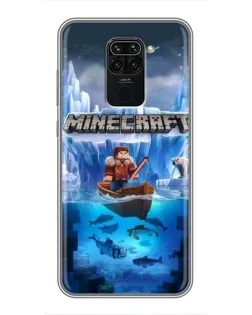 Чехол для Xiaomi Redmi Note 9 с картинкой «Minecraft ледяной мир»