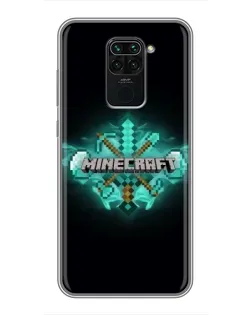Чехол для Xiaomi Redmi Note 9 с картинкой «Minecraft Diamond лого»