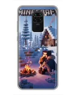 Чехол для Xiaomi Redmi Note 9 с картинкой «Зимний Minecraft»