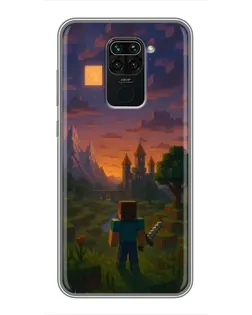 Чехол для Xiaomi Redmi Note 9 с картинкой «Стив у башни»