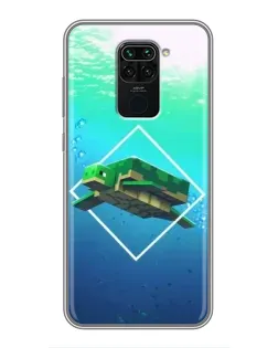 Чехол для Xiaomi Redmi Note 9 с картинкой «Черепаха Minecraft»