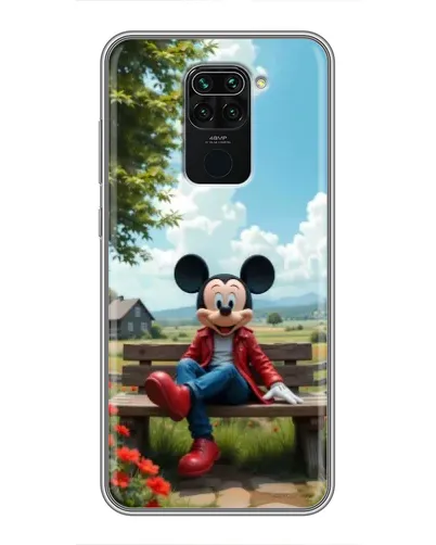 Чехол для Xiaomi Redmi Note 9 с картинкой «Микки на скамейке»