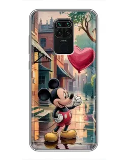 Чехол для Xiaomi Redmi Note 9 с картинкой «Микки и шарик-сердце»