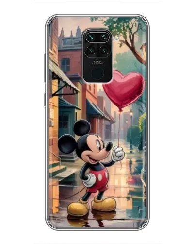 Чехол для Xiaomi Redmi Note 9 с картинкой «Микки и шарик-сердце»
