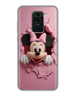 Чехол для Xiaomi Redmi Note 9 с картинкой «Минни сквозь стену»