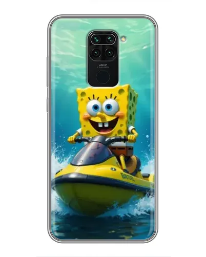 Чехол для Xiaomi Redmi Note 9 с картинкой «Спанч Боб на гидроцикле» Чехол для Xiaomi Redmi Note 9 с картинкой «Спанч Боб на гидроцикле»