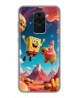 Чехол для Xiaomi Redmi Note 9 с картинкой «Космический фастфуд»