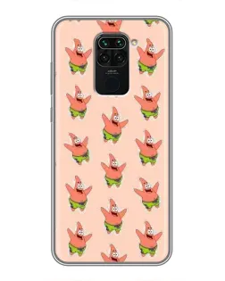 Чехол для Xiaomi Redmi Note 9 с картинкой «Патрик Стар паттерн»