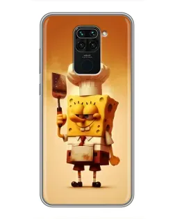 Чехол для Xiaomi Redmi Note 9 с картинкой «Губка Боб повар»