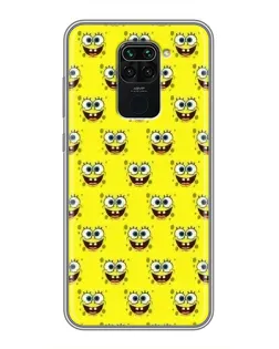 Чехол для Xiaomi Redmi Note 9 с картинкой «Паттерн Губка Боб»