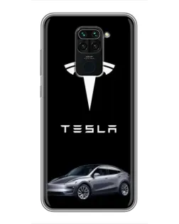 Чехол для Xiaomi Redmi Note 9 с картинкой «Tesla Model Y»
