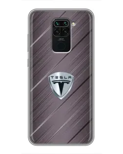 Чехол для Xiaomi Redmi Note 9 с картинкой «Металлическая текстура Tesla»