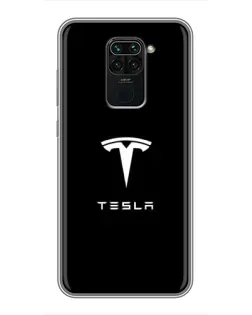 Чехол для Xiaomi Redmi Note 9 с картинкой «Tesla White Logo»