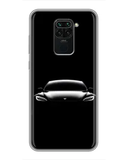 Чехол для Xiaomi Redmi Note 9 с картинкой «Фары Tesla Night»