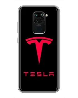 Чехол для Xiaomi Redmi Note 9 с картинкой «Tesla Red Logo»