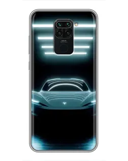 Чехол для Xiaomi Redmi Note 9 с картинкой «Tesla в неоне»