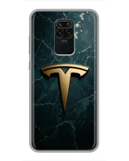 Чехол для Xiaomi Redmi Note 9 с картинкой «Мраморная Tesla Gold»