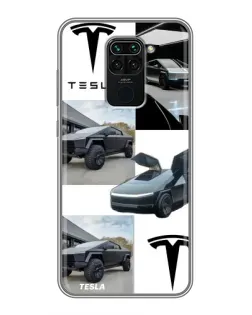 Чехол для Xiaomi Redmi Note 9 с картинкой «Коллаж Cybertruck Tesla»