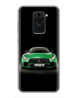 Чехол для Xiaomi Redmi Note 9 с картинкой «Mercedes — неоновый лого»