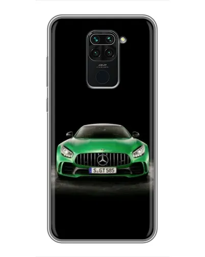 Чехол для Xiaomi Redmi Note 9 с картинкой «Mercedes — неоновый лого»
