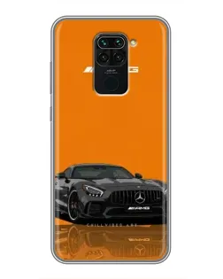 Чехол для Xiaomi Redmi Note 9 с картинкой «Оранжевый Mercedes AMG»