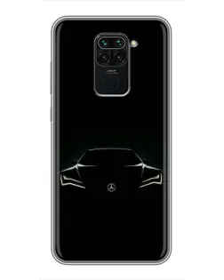 Чехол для Xiaomi Redmi Note 9 с картинкой «Mercedes — силуэт авто»