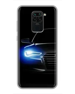 Чехол для Xiaomi Redmi Note 9 с картинкой «Неоновый взгляд Audi»