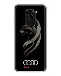 Чехол для Xiaomi Redmi Note 9 с картинкой «Графика — пантера и Audi»
