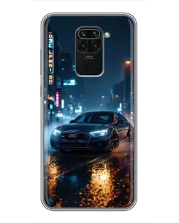 Чехол для Xiaomi Redmi Note 9 с картинкой «Ночной город и Audi»