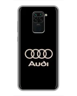 Чехол для Xiaomi Redmi Note 9 с картинкой «Audi — золотой логотип»