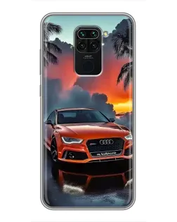 Чехол для Xiaomi Redmi Note 9 с картинкой «Audi — закат»