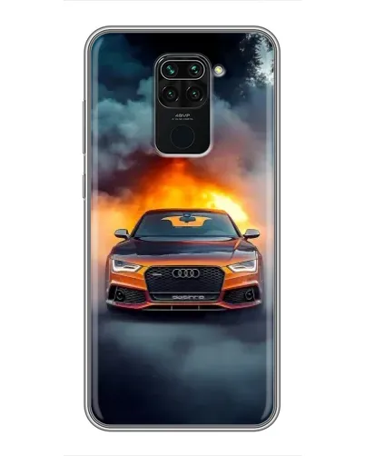 Чехол для Xiaomi Redmi Note 9 с картинкой «Audi в огненном дыму»