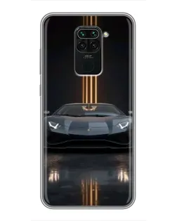 Чехол для Xiaomi Redmi Note 9 с картинкой «Lamborghini золотые линии»