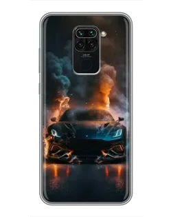 Чехол для Xiaomi Redmi Note 9 с картинкой «Lamborghini дымная эстетика»