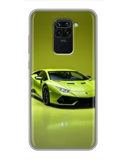 Чехол для Xiaomi Redmi Note 9 с картинкой «Салатовый Lamborghini Huracan»