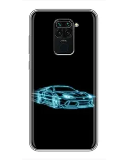 Чехол для Xiaomi Redmi Note 9 с картинкой «Неоновый контур Lamborghini»