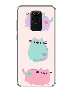 Чехол для Xiaomi Redmi Note 9 с картинкой «Pusheen трио»