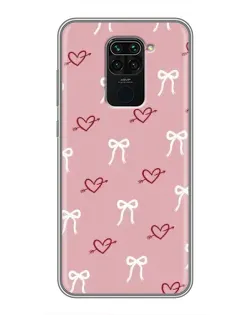 Чехол для Xiaomi Redmi Note 9 с картинкой «Сердца и банты»