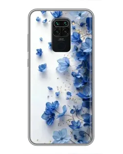 Чехол для Xiaomi Redmi Note 9 с картинкой «Голубой цветочный каскад»