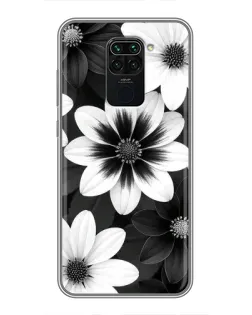 Чехол для Xiaomi Redmi Note 9 с картинкой «Монохромные астры»