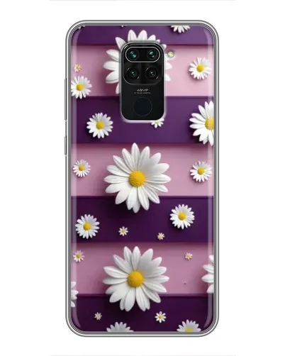 Чехол для Xiaomi Redmi Note 9 с картинкой «Ромашки на фиолетовом»