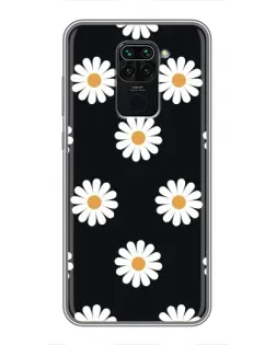 Чехол для Xiaomi Redmi Note 9 с картинкой «Ромашки на черном»