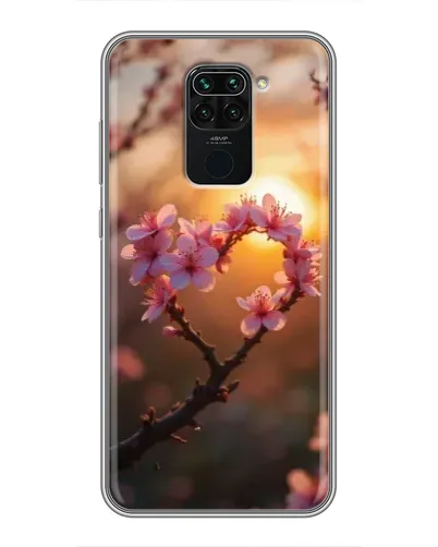 Чехол для Xiaomi Redmi Note 9 с картинкой «Розовый цвет сердце на фоне заката»