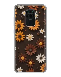 Чехол для Xiaomi Redmi Note 9 с картинкой «Узор из маленьких подсолнухов»