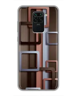 Чехол для Xiaomi Redmi Note 9 с картинкой «Коричневые объемные квадраты»