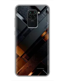 Чехол для Xiaomi Redmi Note 9 с картинкой «Черные геометрические блоки»
