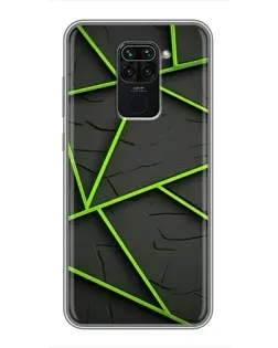 Чехол для Xiaomi Redmi Note 9 с картинкой «Зеленые геометрические линии»