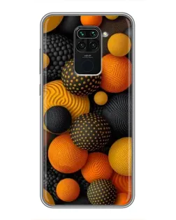 Чехол для Xiaomi Redmi Note 9 с картинкой «Объемные оранжевые сферы»